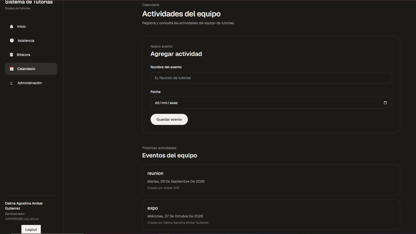 Sistema de Tutorías: actividades del equipo en el Calendario