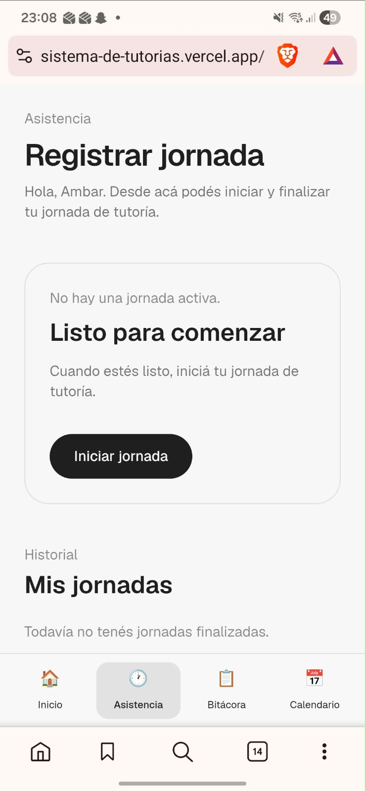Sistema de Tutorías en el celular: Asistencia
